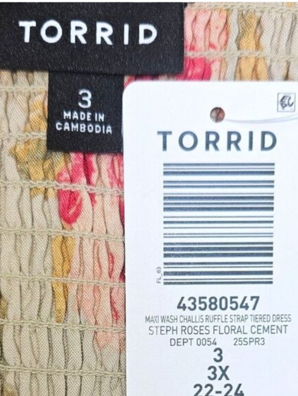 Torrid 3X Floral Maxi Dress Smocked Tiered Boho Pockets Challis NWT - Picture 13 of 15